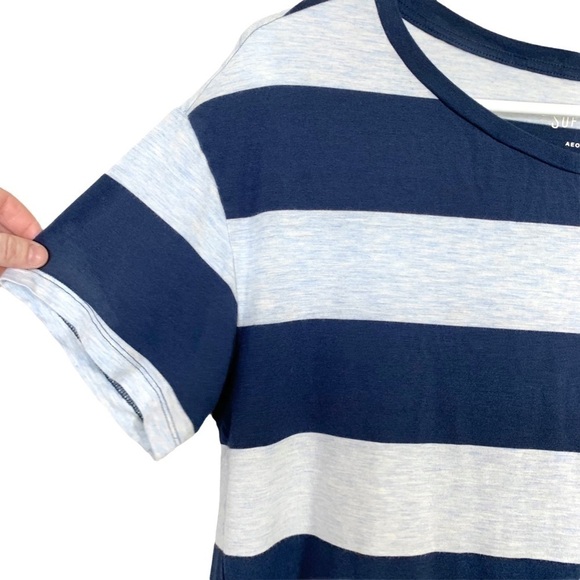 American Eagle Soft & Sexy Blue Stripe Pocket Tee Size Small - Picture 6 of 15
